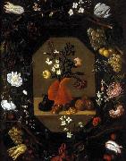 Still-Life with Flowers with a Garland of Fruit and Flowers Juan de  Espinosa